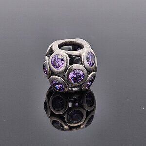 Pandora 925 Sterling Silver Purple Stone Whimsical Crystal Bead Charm